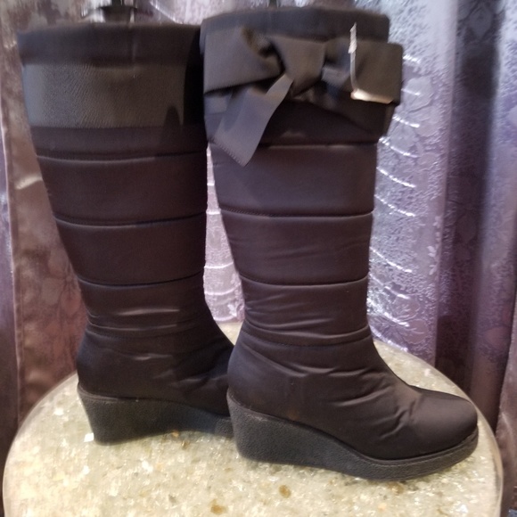 Kate Spade Cagney Bow Wedge Heel Snow Boots - Picture 2 of 4